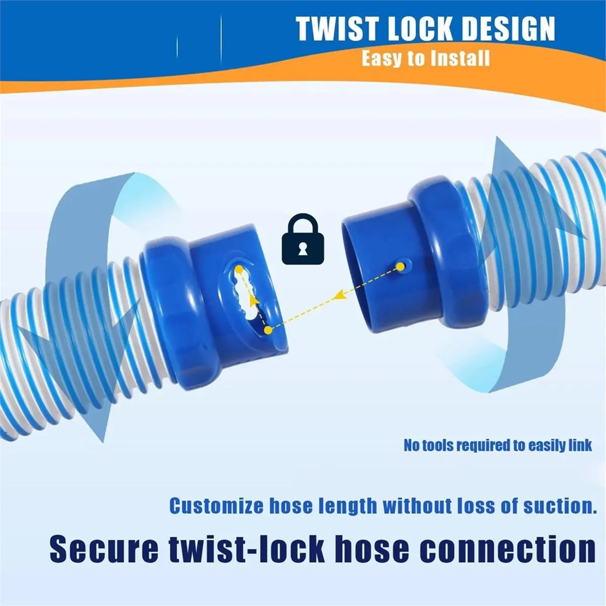 5Pcs Swimming Pool Cleaner Lock Hose Kit PE Pool Pump Hose Cleaning Pipe for Zodiac Mx6 Mx8 Pool Cleaner Accessories