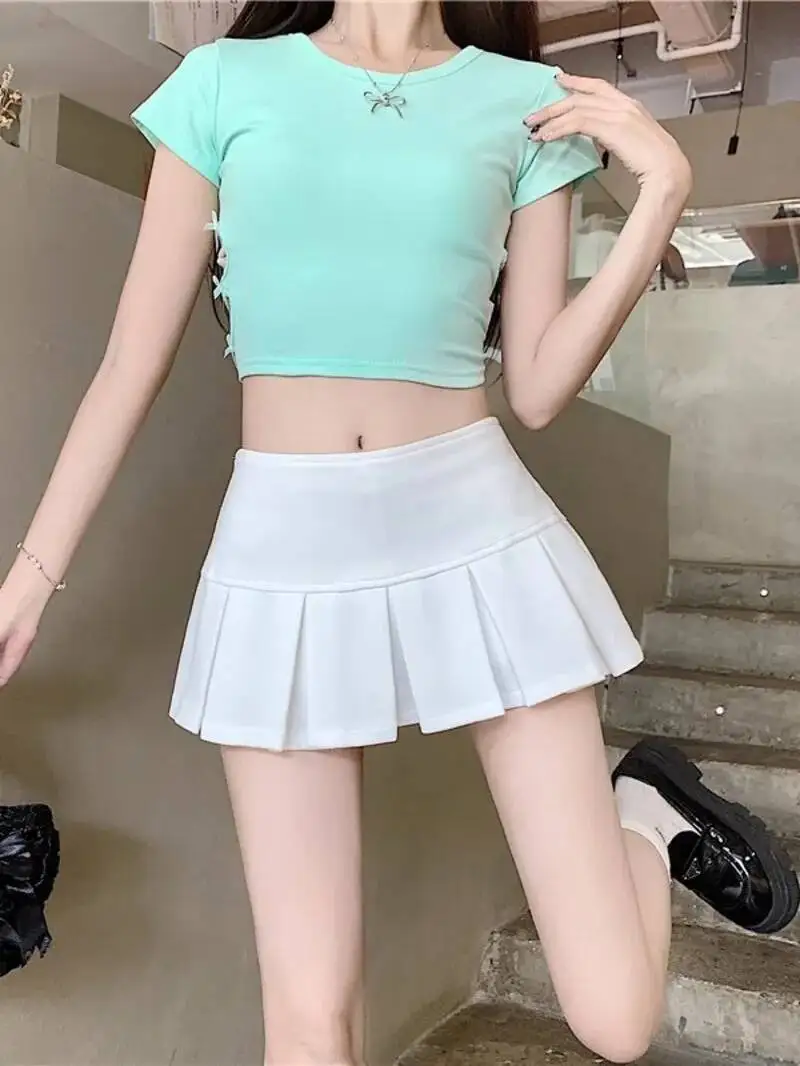 

Y2K Girls Sexy Low Waist Pleated Mini Skirt Women Side Zipper Summer Short Skater Skirts Fashion Sweet Women Skirts RVS8