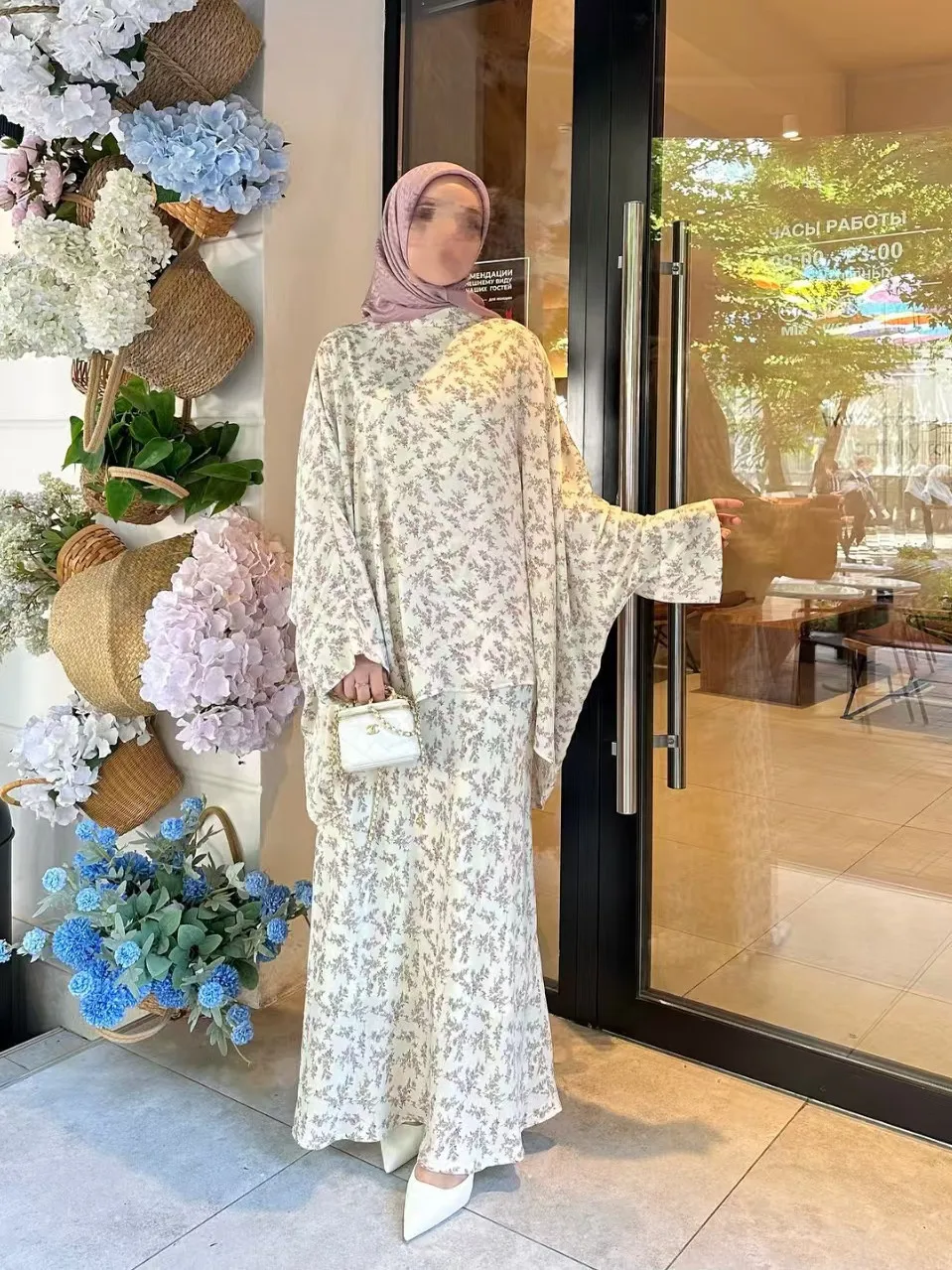 

Арабский ретро топ Batwing Sve и юбка с принтом, комплект из двух предметов, женский повседневный свободный крой, дышащий осенний модный комплект...