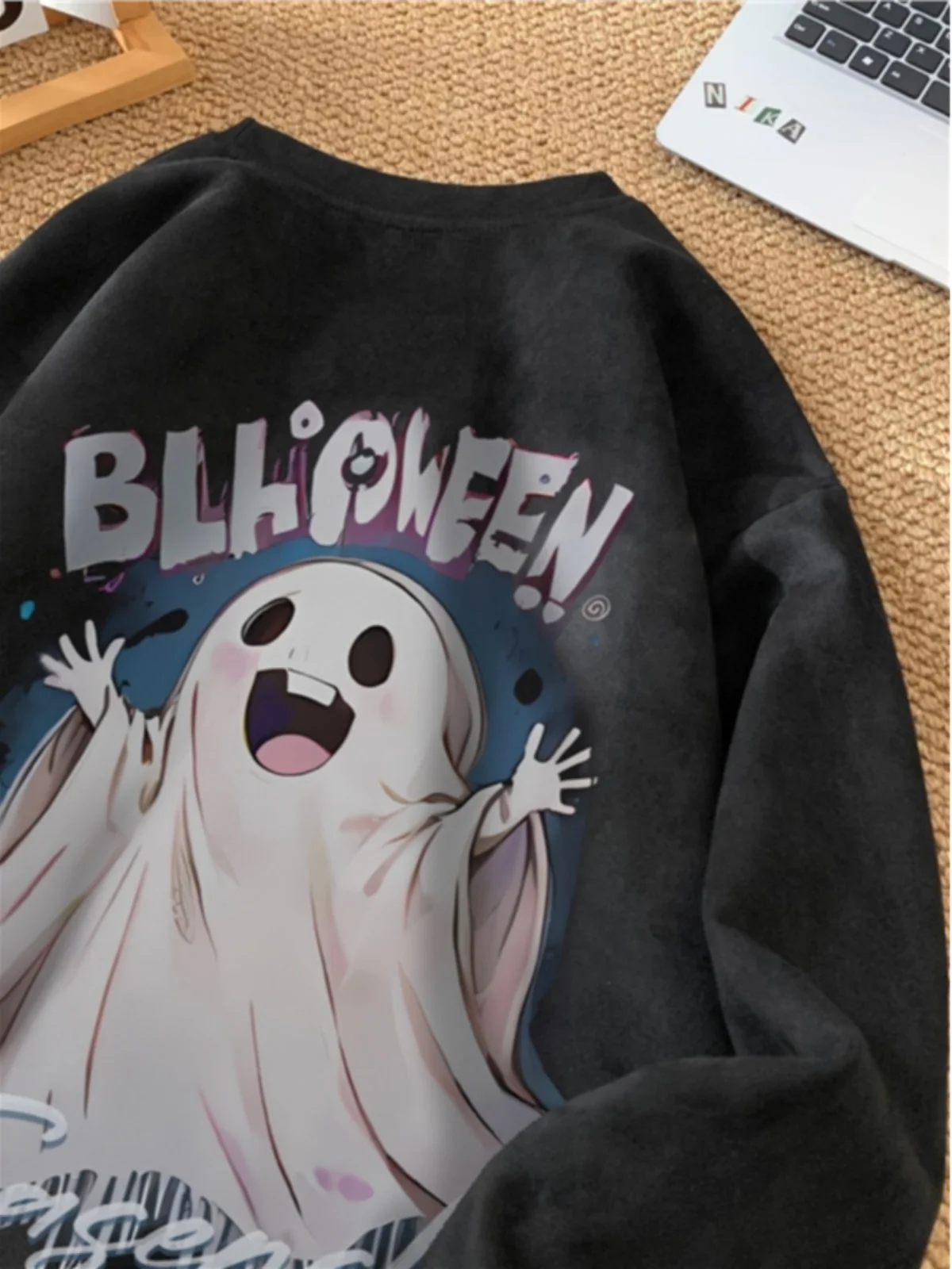 

Large Size 300 Pou Men's Sweatirt round Ne Suede Autumn Winter Casual Faion Outerwear Comfortable Loose Fit Streetwear