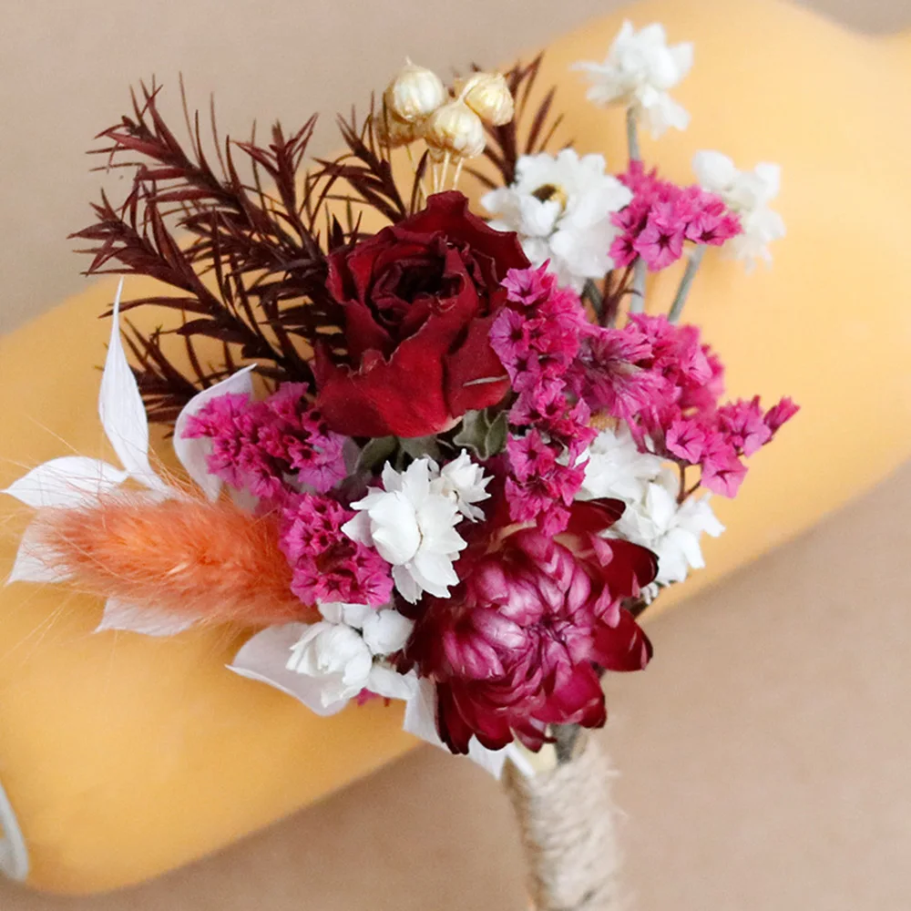 Lychee Life Dry Flower Mini Bouquet Wedding Party Corsage Exquisite Decoration Photos Props Gifts Home Bedroom Decoration