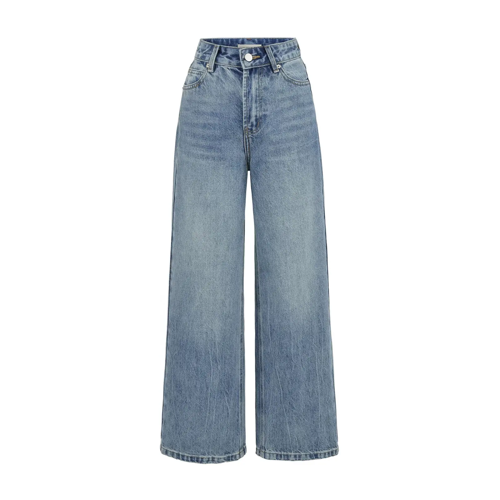 

Retro Stone Washed Straight Leg Jeans Women's High Waist Denim Pants Autumn Fashionable Loose Fit Tummy Covering Long Tro...