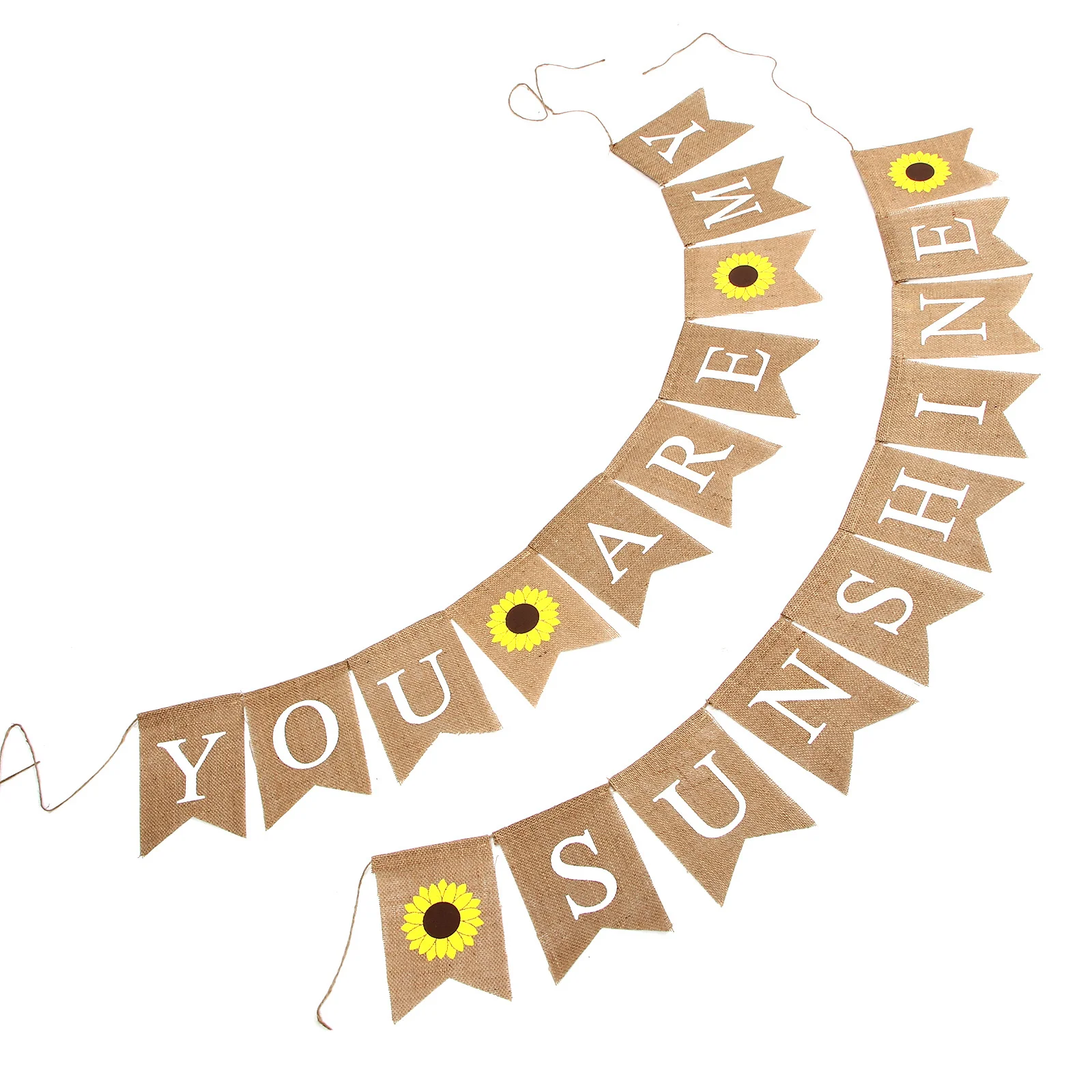 Swallowtail Linen Banner Sunflower Printing Baby Shower Burlap Flag Birthday Garland Party Room Wall Hanging Decoration Bunting