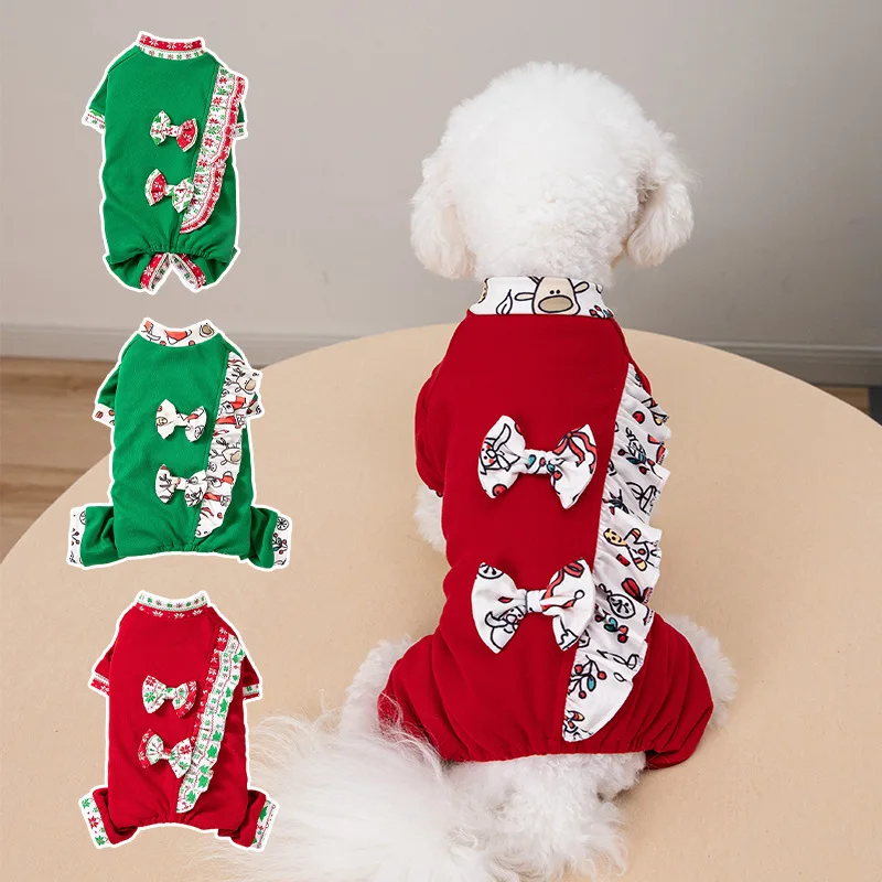 

Christmas festive new autumn and winter dog clothing for going out warm and anti-cold cat clothes Teddy bear and Persian cat