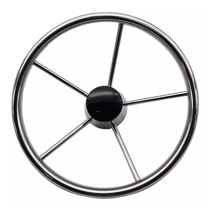 Boat Steering Wheel Stainless Steel 5 Spoke 13.5Inch For Most Marine Yacht Boat Boating Equipment Accessories