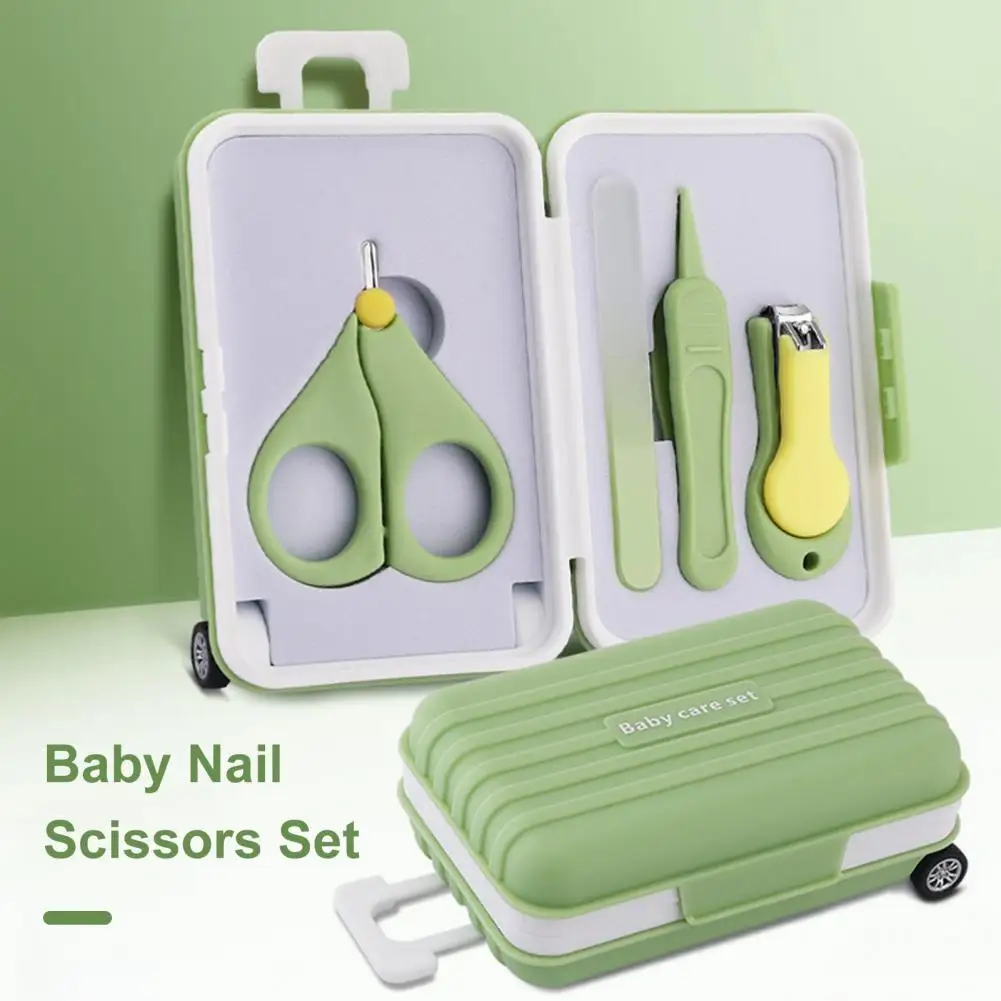 Newborns Nail Scissors Baby Nail Care Kit with Small Suitcase Clipper Includes Nail Clippers Scissor File Tweezer