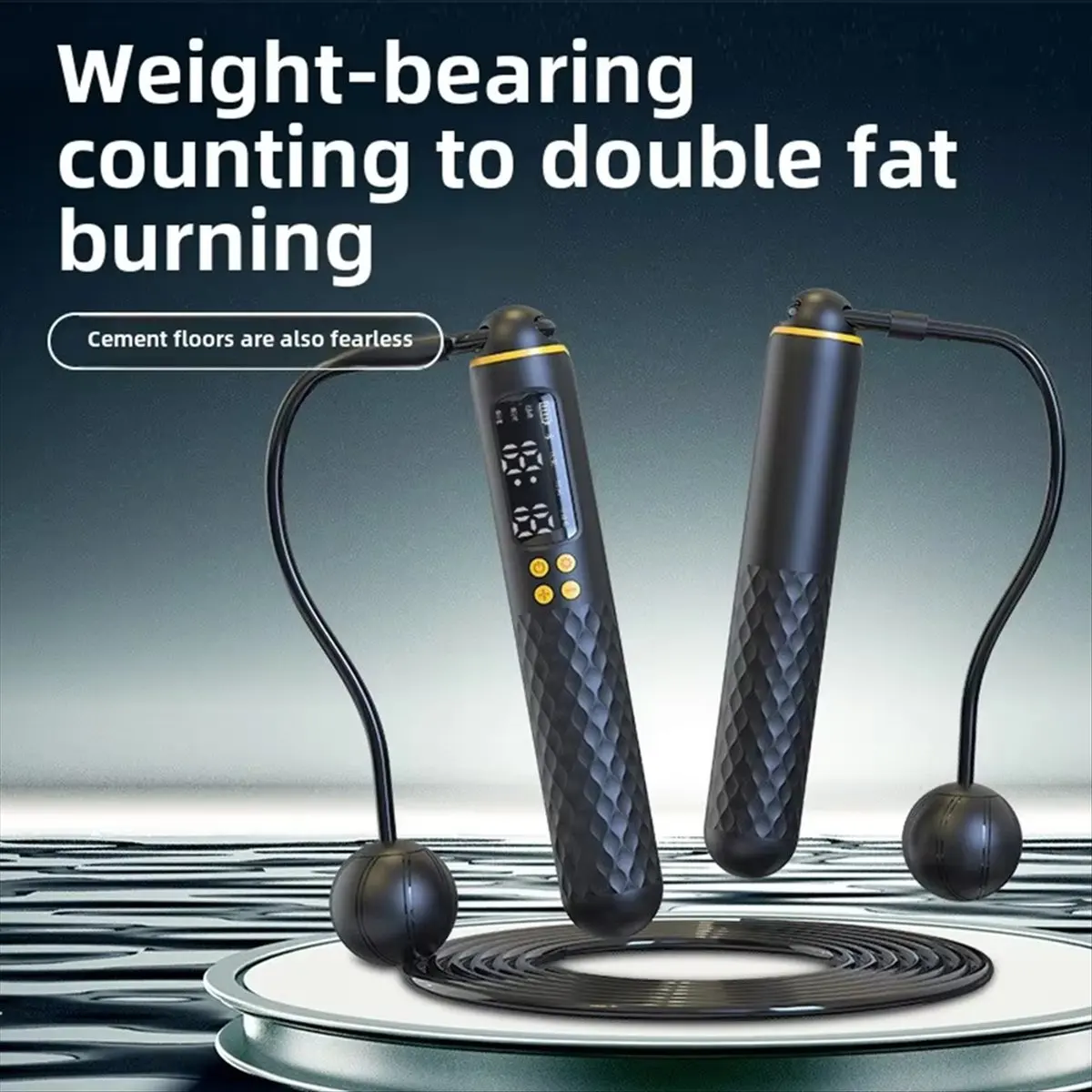 Hot Sale Intelligent Counting Skipping Rope Weight-Bearing Ropeless Dual-Purpose Fitness Exercise Steel Wire White