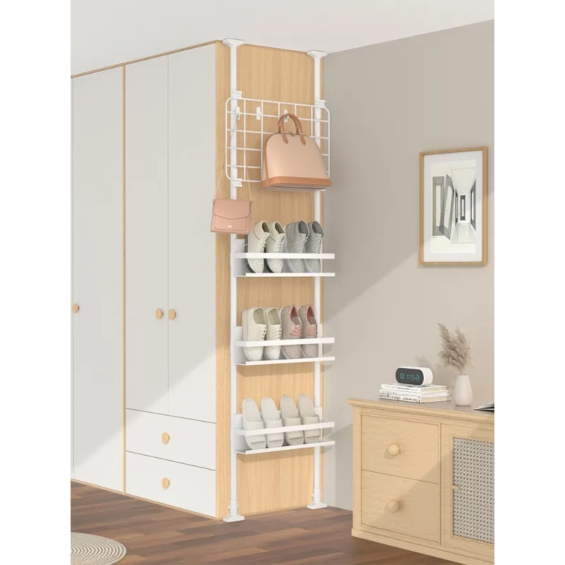 Household Indoor Shoe Cabinet Oblique Narrow Retractable Height Multi-layer Narrow Shoe Rack Behind The Door Shoes Organizers