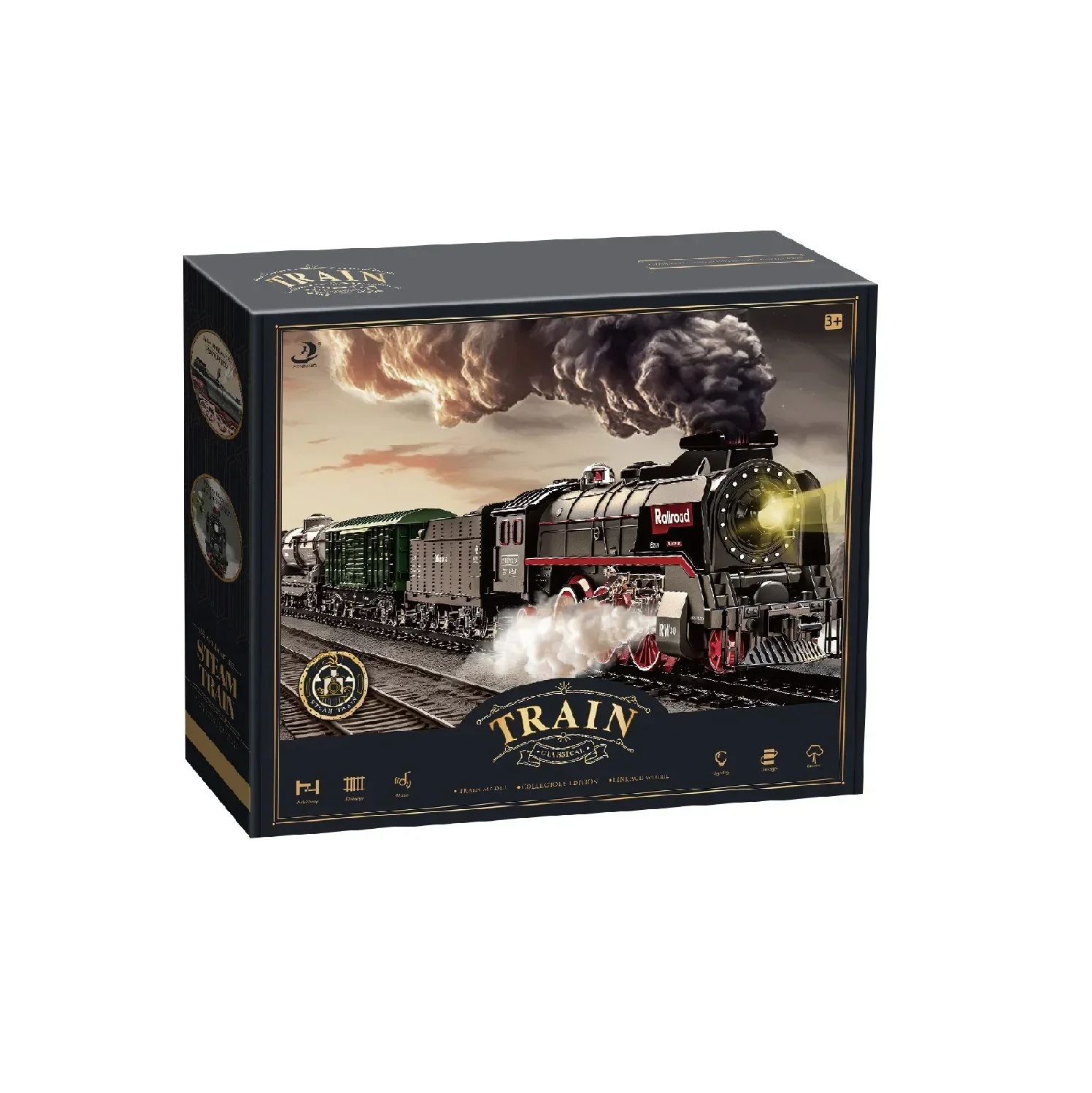 Tren pequeño de juguete, simulación eléctrica, carril de vapor retro, sonido y luz, spray, tren retro, juguetes de la serie tripulada