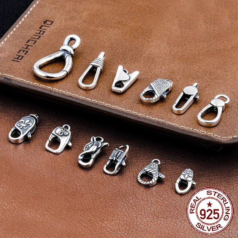 925 sterling silver vintage vintage connection buckle spring buckle Thai silver DIY handmade jewelry accessories chain joint