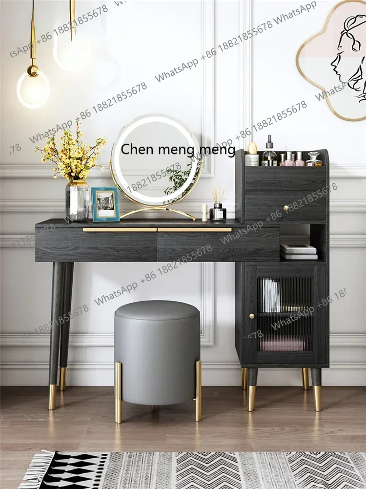 X  R0R zqLight Luxury Dressing Table Bedroom Modern Minimalist Dresser Retractable Makeup Table Storage Cabinet Integrated