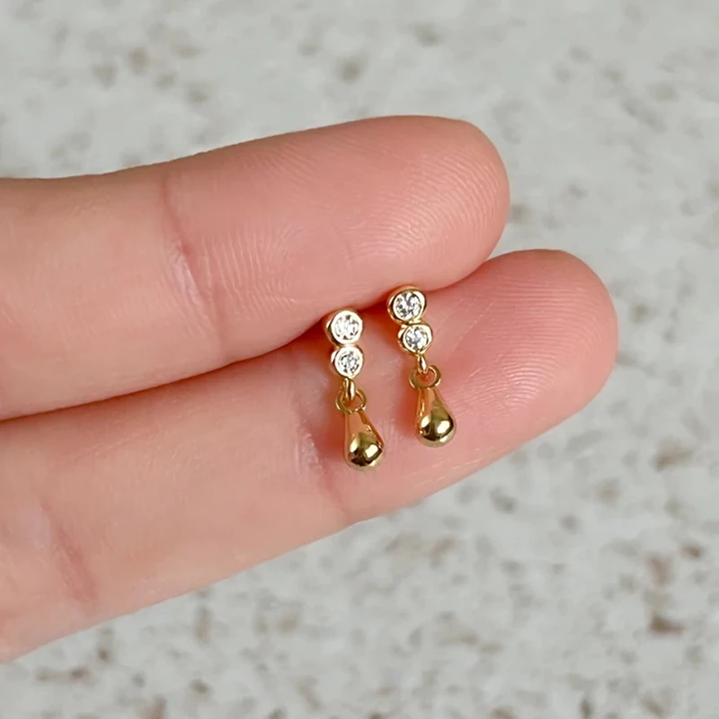 FLORATO 925 Silver Needle Water Drop Stud Earrings For Women Simple 18K Gold Plated Earrings Fashion Party Jewelry Wholesale