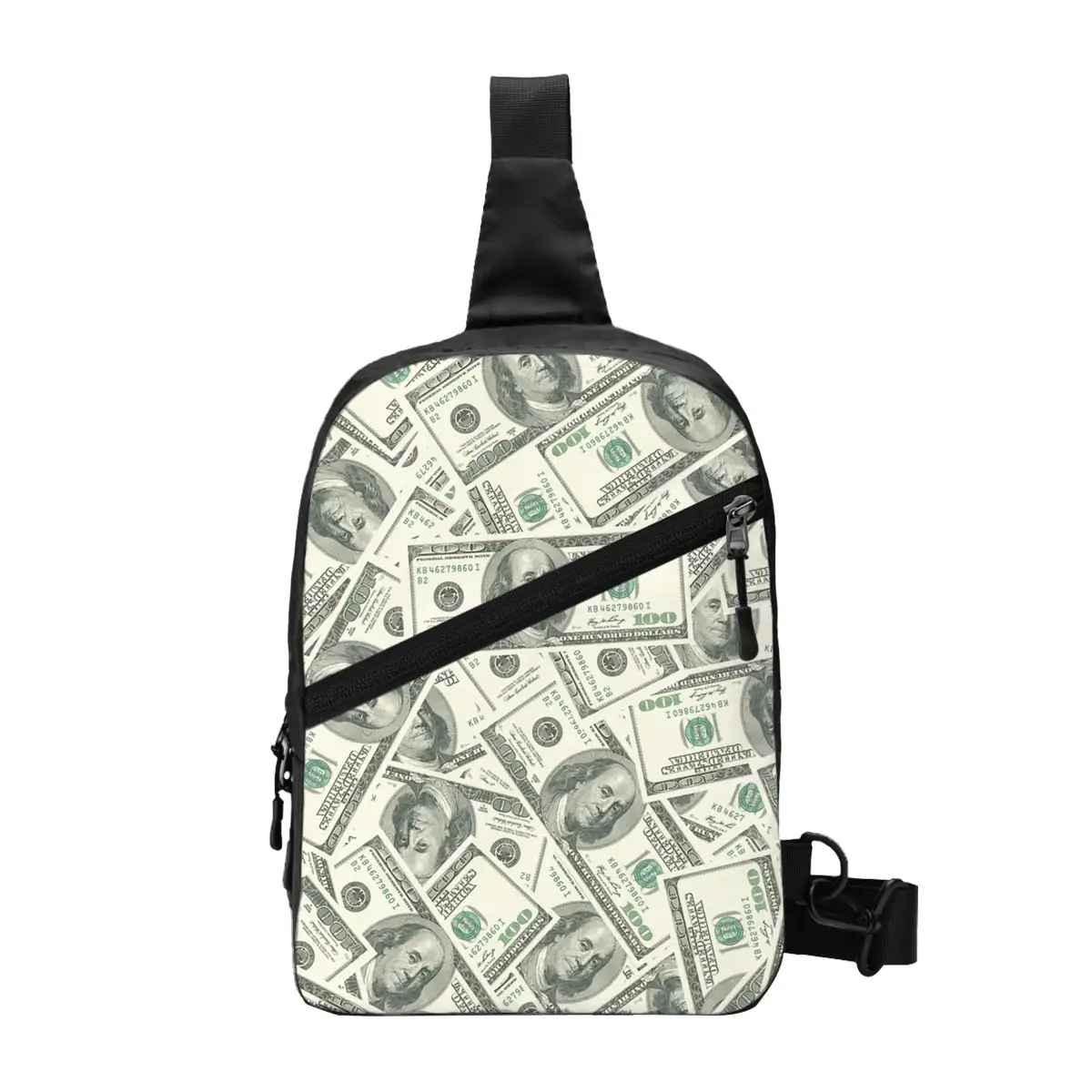 Money Dollars Bitcoin Digital Currency Sling Chest Crossbody Bag Men Cool Virtual Printing Shoulder Backpack for Travel Cycling