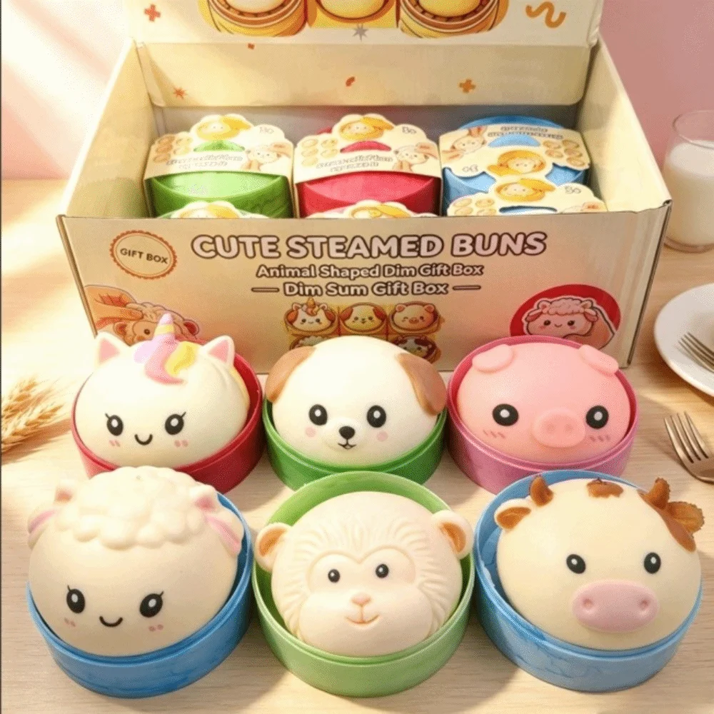 Pig Modeling Soft Bun Squishy Toy Stretchy Slow Rebound Dumpling Fidget Toy Animal Cartoon Reduce Pressure Ball Reduce Anxiety