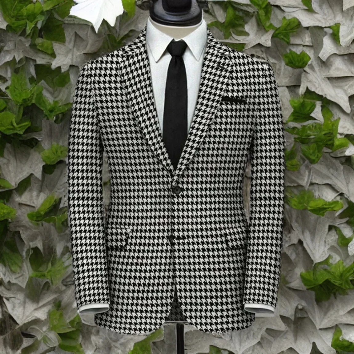 Check Plaid Men Suit Jacket for Wedding Business One Piece Slim Fit Houndstooth Groom Tuxedo Blazer American Fashion Suit