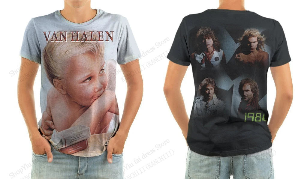 2027 Vintage Rock Van Halen Band Album 3D Print T-shirt Men Women Fashion Hip Hop Short Sleeve Tops Tees Men Clothes Collection