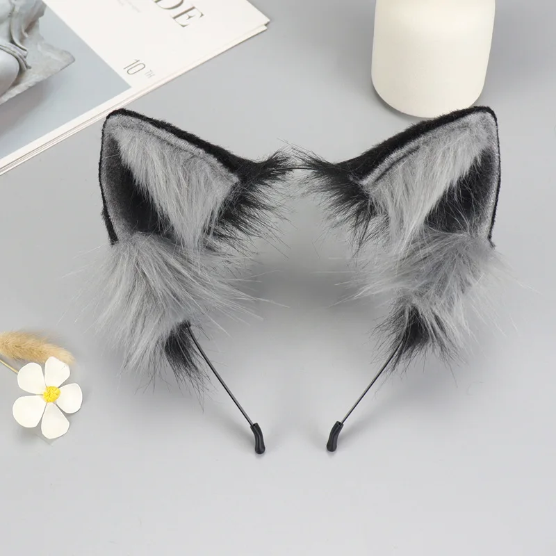 

Simulation Animal Ear Plush Headgear Cat Ears Cat Tail Cosplay Set Headband Internet Celebrity Accessories