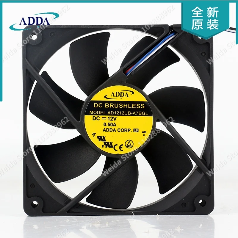 ADDA 5V 24V 48V DC 12V 0.50A AC EC 12025 120X120X25MM 12CM AD1212UB-A7BGL 12 cm 4-pin PWM case cooling fan