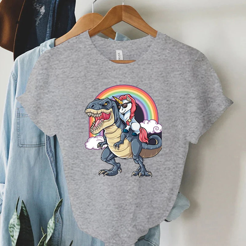 Hot Sale Tshirt Halloween Dinosaur Unicorn Graphicprinting for Female Tee Short Sleeve Casual Y2k Harajuku Fashion Clothes Shirt