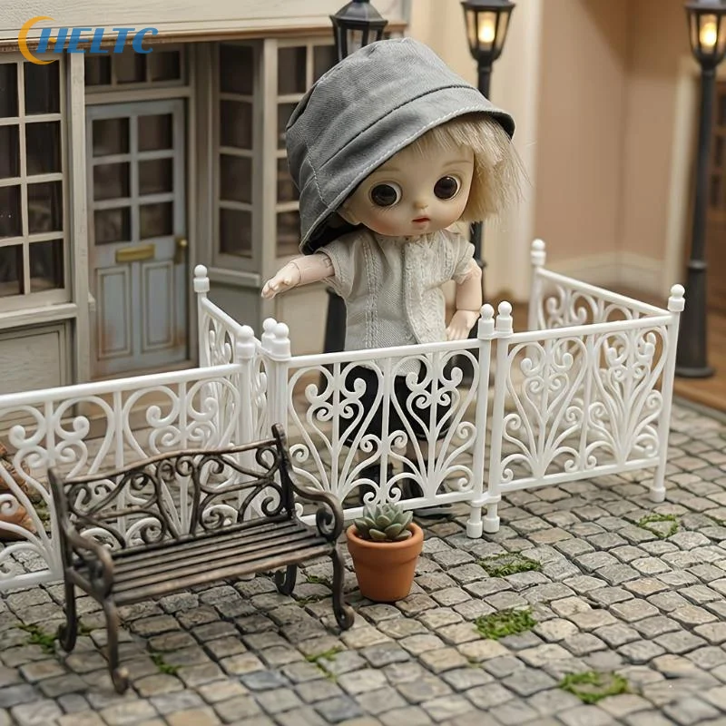Plastic DollHouse Carved Fence Guardrail Miniature Model DIY Scene Ornaments And Photography Props Micro Landscape Home Decor