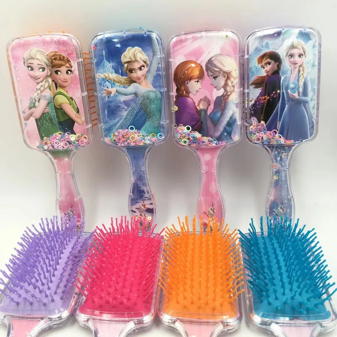 New Disney Anime Frozen Air Cushion Hair Comb Cartoon Figure Elsa Anna Princess Massage Comb Girls Christmas Gift