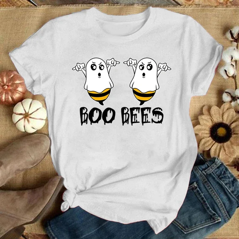 Summer Short Sleeve Tee Shirt Femme Funny Boo Bees Letter Print TShirt Casual T Shirt Women Sexy Tops  Harajuku Kawaii Clothes