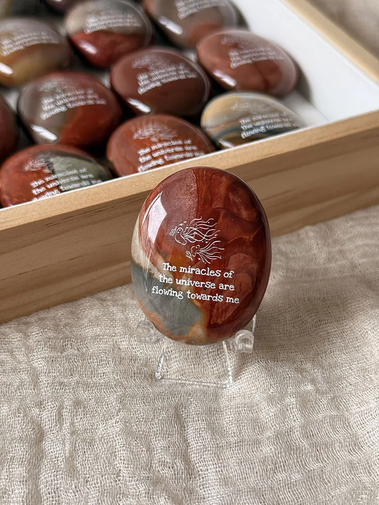 1PC Ocean Jasper Palm Stone Original Design Natural Crystal Healing Energy Feng Shui Ellipse Inspirational Stones Decoration