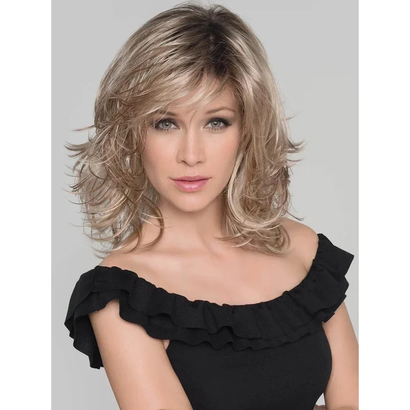 

Hair New Fashion Women Long Natural Brown Mix Blond Wavy Wigs 14 In