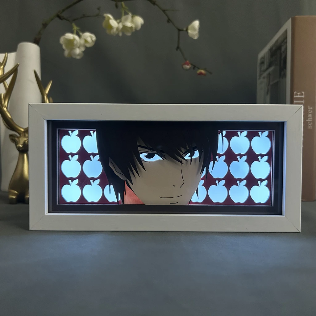 Imagem -03 - Caixa de Luz de Corte de Papel Anime Caixa de Luz Death Note Yagami Decoração do Quarto Mesa de Manga Candeeiro de Mesa Lightbox Eyes