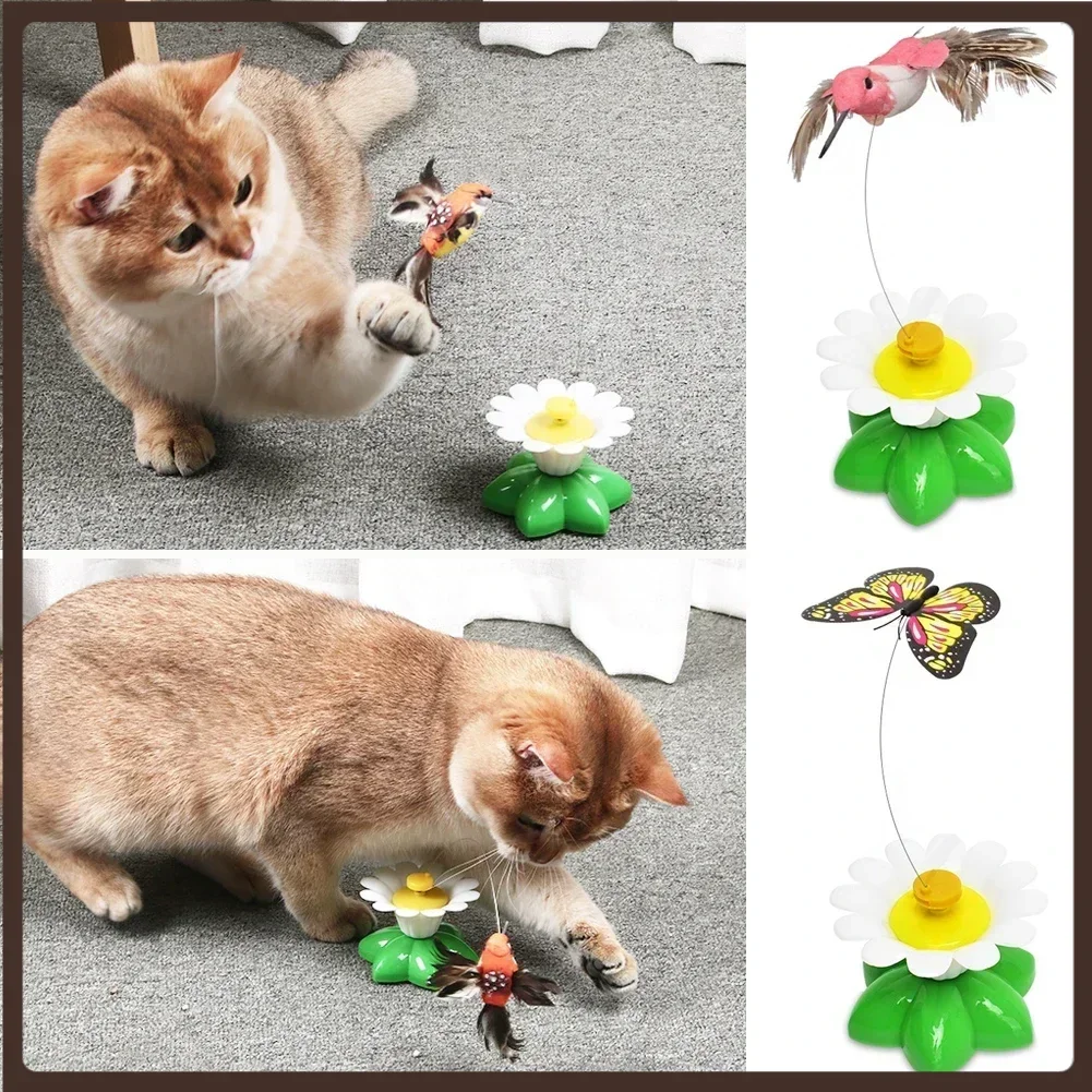 

1PCS Electric Butterfly Cat Toy Shake Rotating Flying Automatic Humming Bird Intelligence Training Funny Pet Toys Random Color