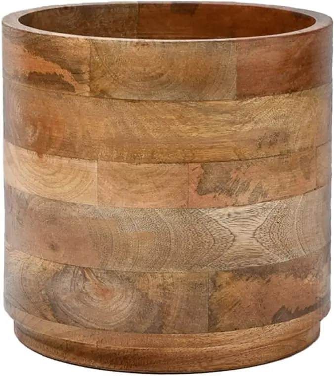 

Large Brown Mango Wood Cachepot, Natural Wooden Pot for Faux Flowers & Plants, Potted Indoor Plants, Rustic Home, Office