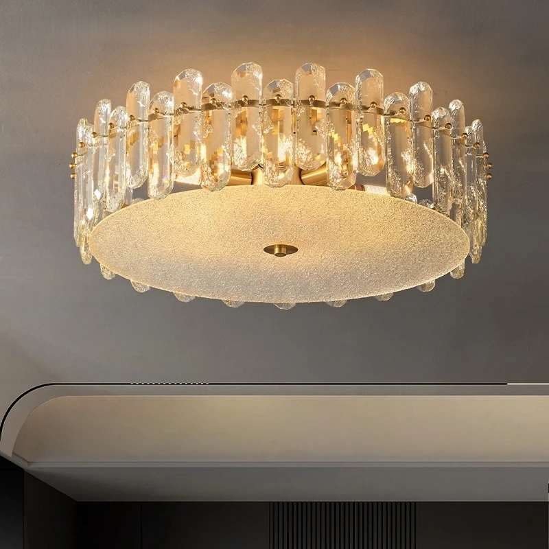 

Copper Crystal Ceiling Chandelier Luxury Round pendant Lamp for Dining Living Room Hotel Hall Gold hanging Lighting home Decor