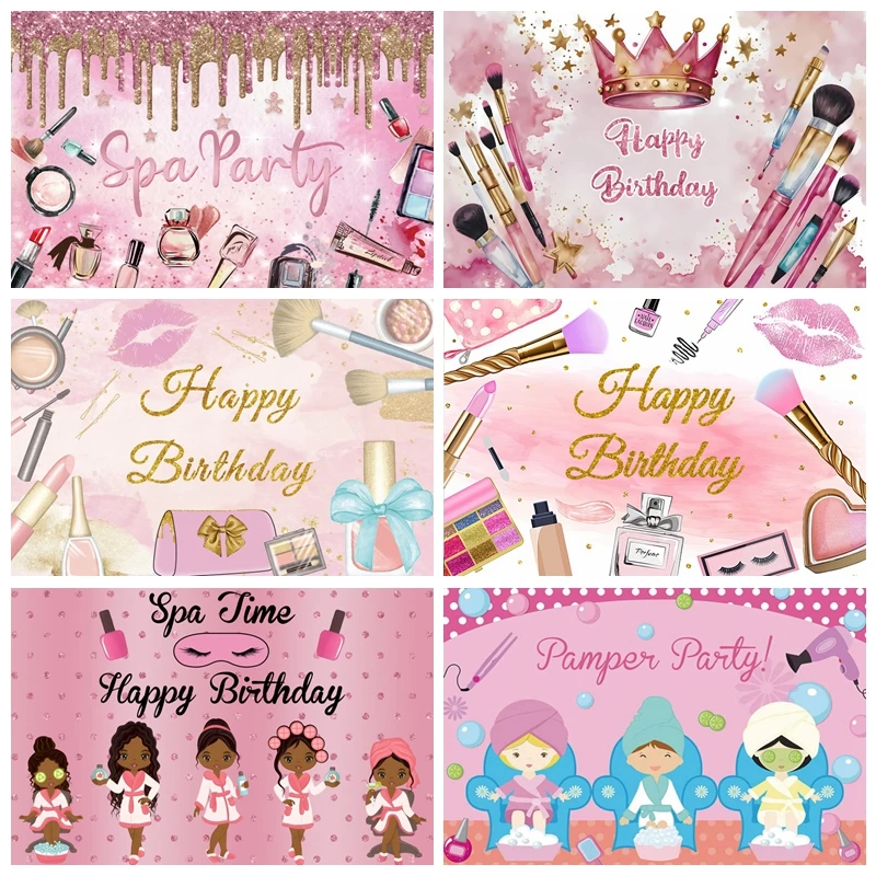 Beauty Makeup Girl Photo - Spa Party Themed Backdrop for Photography