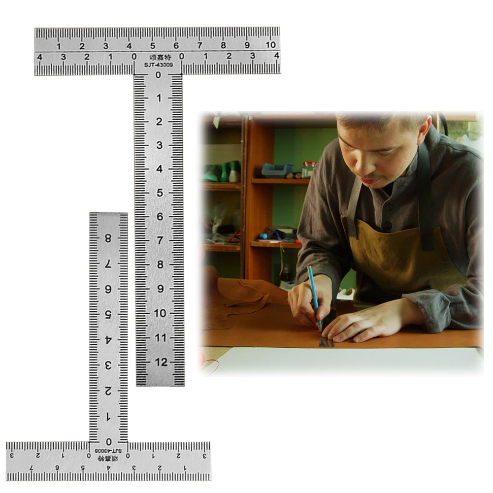 2Pcs Building Tools Square Ruler Stainless Steel T Ruler Mini Right Angle Ruler Precision Building Framing Gauge