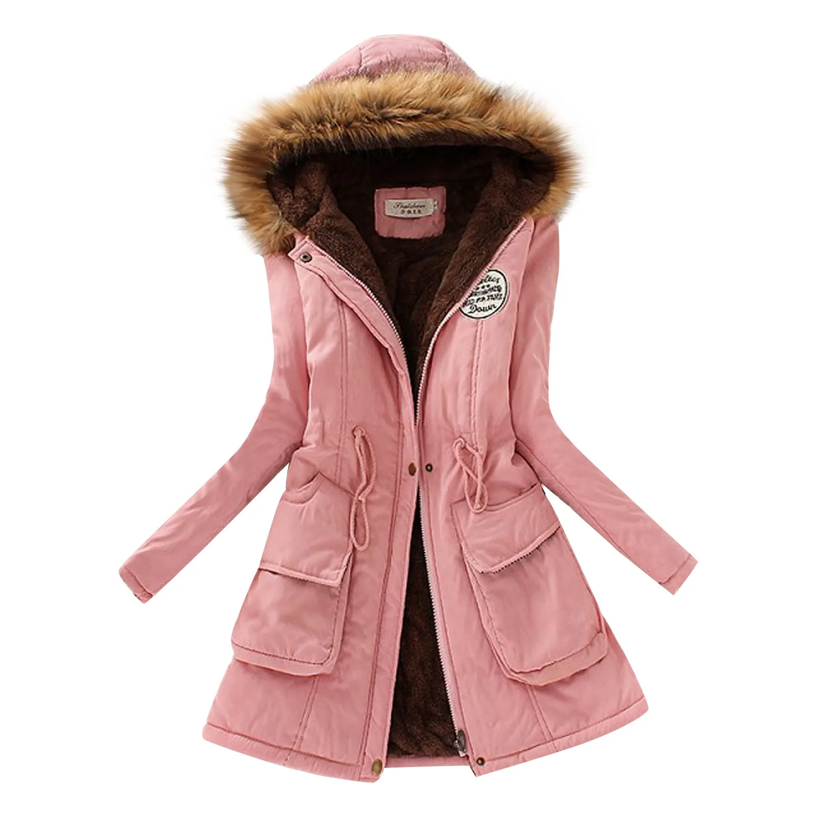 2024 neue Herbst Winter Frauen Baumwolle Jacke Gepolsterte Beiläufige Dünne Mantel Stickerei Mit Kapuze Parkas Wadded Warme Schnee Outwear Mantel Jacke