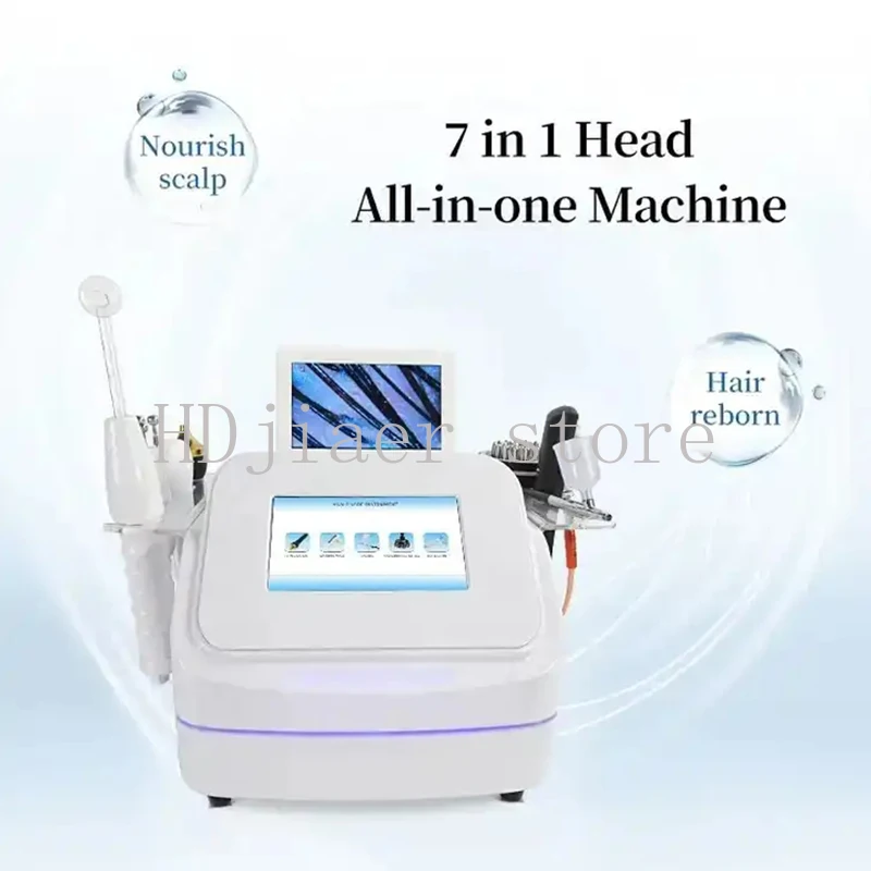 Portable 7 in 1 Scalp Massage Hair Regrowth Machine HD Hair Detection Oxygen Jet Deep Penetration Anti-hair Loss Instrument