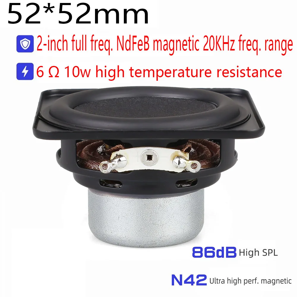 6 ohm 10W 2-Inch Circular Replacement Speaker Full Range Aluminum Speaker Connector