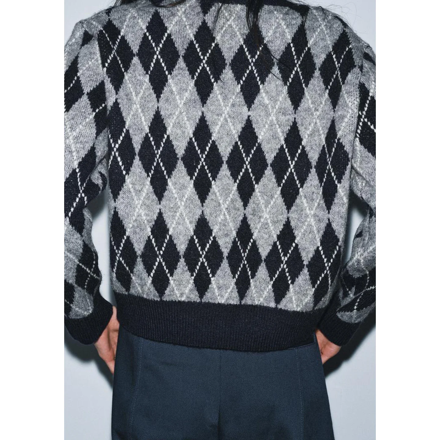 Herbst Winter Neue Ankunft frauen College Sle Einfache V-Ne Lange Sve Diamant Muster Gestrickte Top Casual Lose Fit polyes...