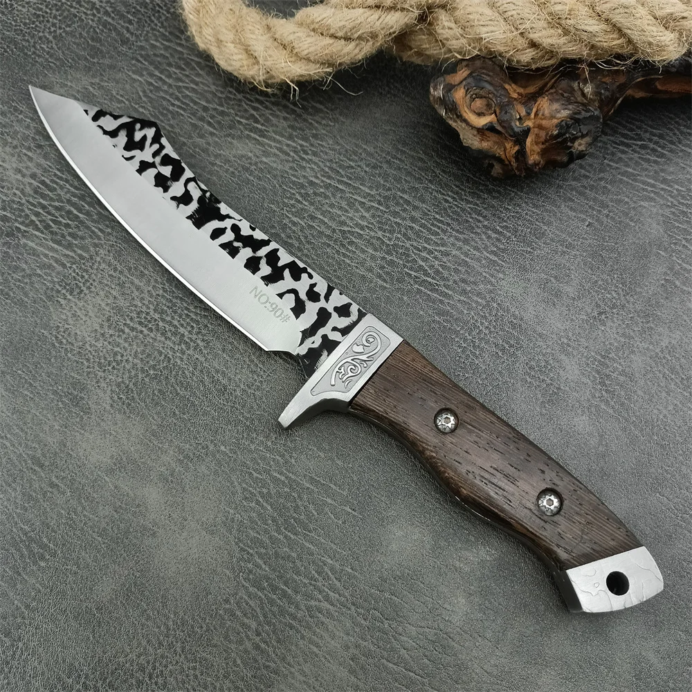 

BK N9 Fixed Blade Knife with PU Leather Sheath 5Cr13Mov Blade Coloured Wood Handle Outdoor Tactical Tools Hiking Pocket Knives