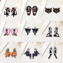 Dance Cat Girl Halloween Acrylic Epoxy Pendant Charms For DIY Earrings Bracelets Necklace Jewelry