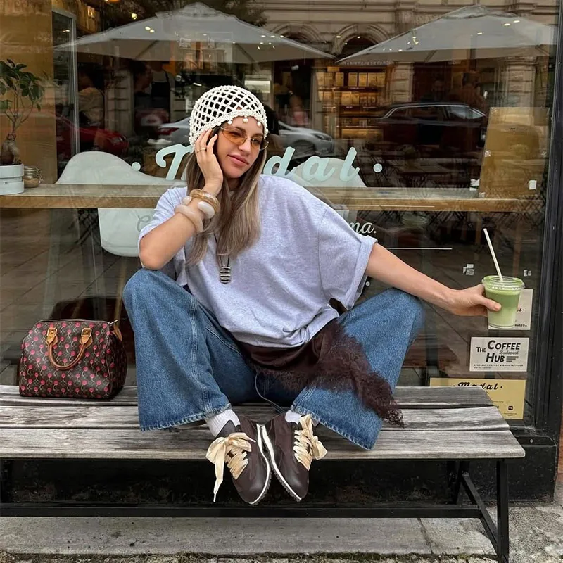 Korean Women Hollow Woven Pullover Beret Pearl Sequined Tassel Vintage Crochet Knott Headdress Hippie Headdress Knitt Turban Hat