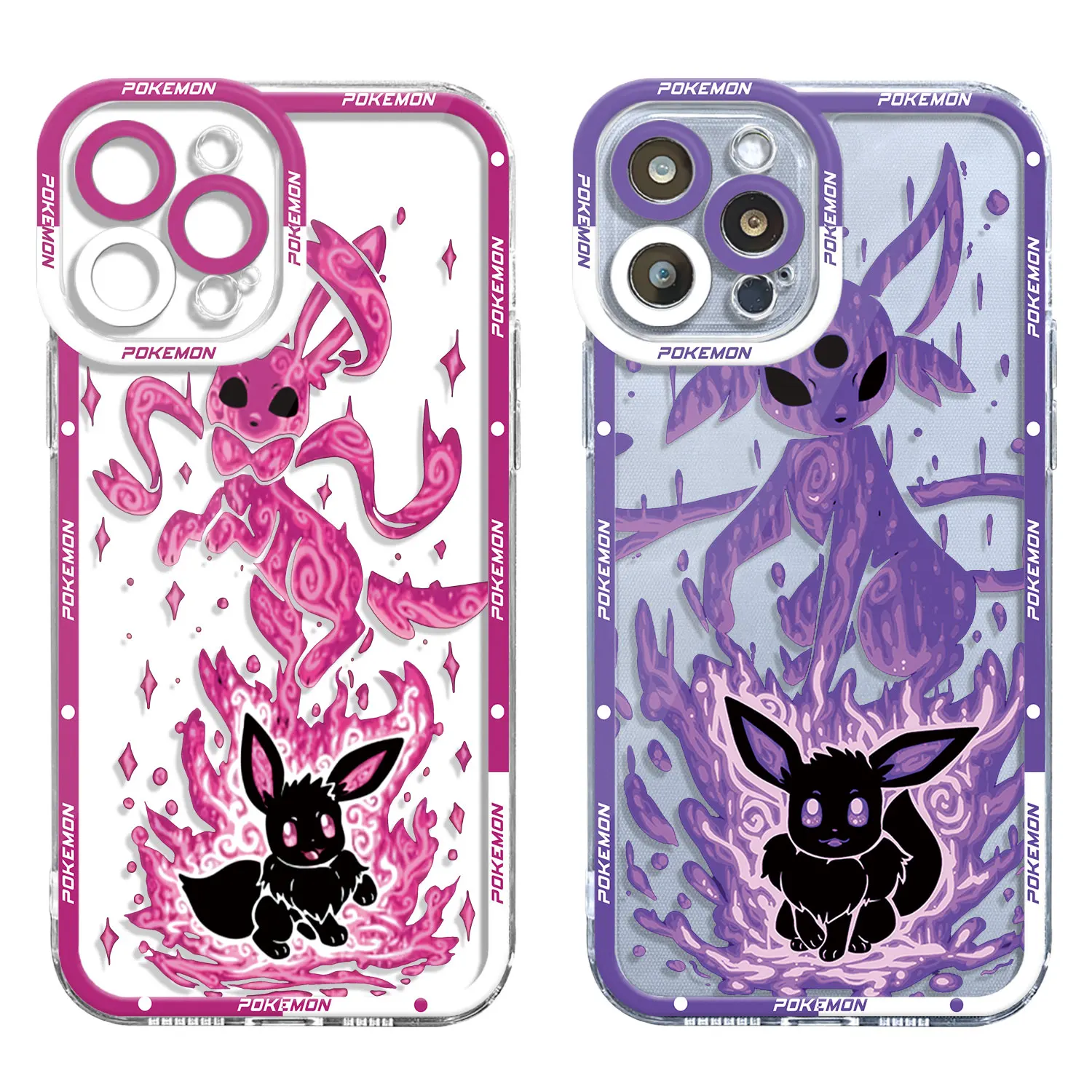 Clear Case for iPhone 15 14 Pro Max 8 6 15Plus 11 12Pro SE 2022 XR XS 13mini X XS Max Silicone Cover Water Eevee Pikachu Eevees