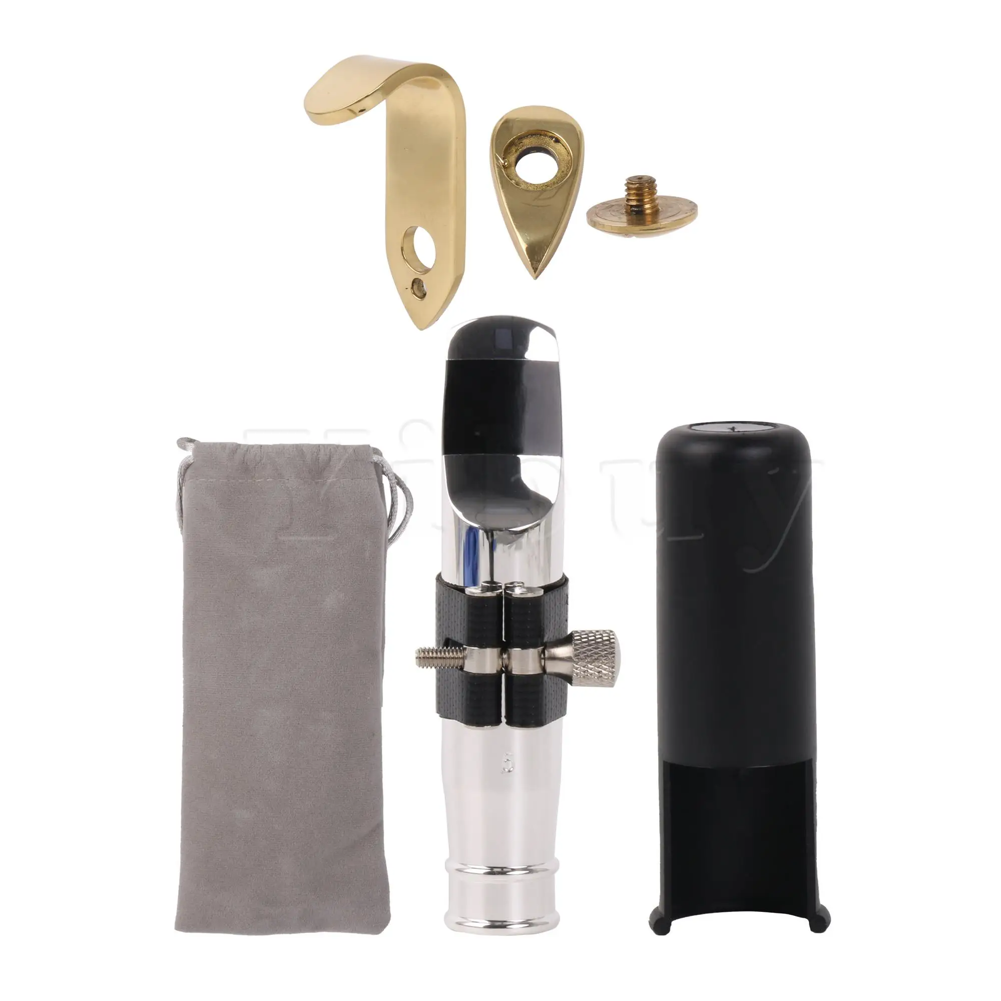 

Yibuy Mouthpiece 6# Clamp Replacement Kit for Tenor Sax w/ Thumb Hook Rest