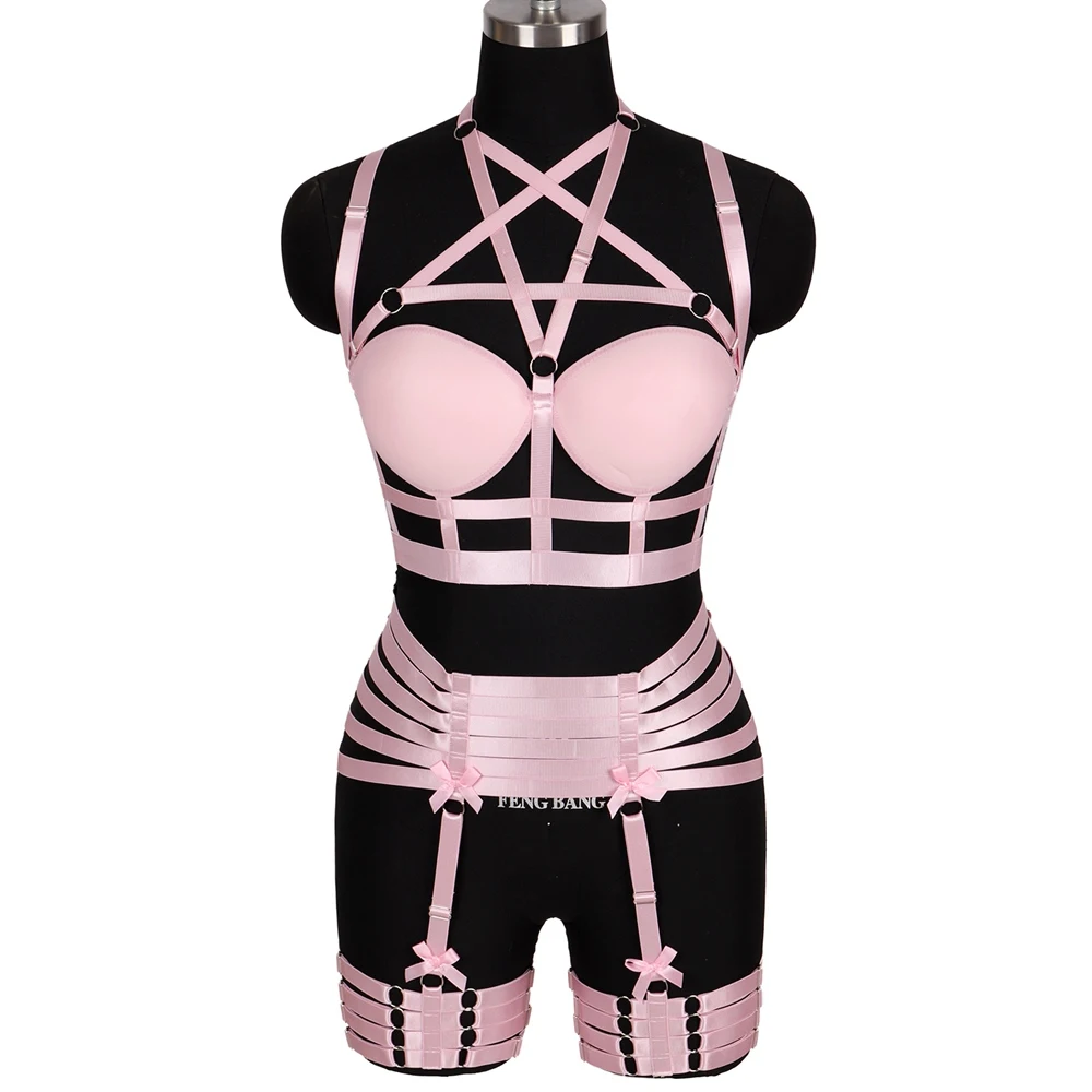 

Harness For Women's Underwear Belt Pentagram Cage Bra Cup Rave Wear Erotic Stockings Goth Punk Sexy Lingerie Garters Suspender