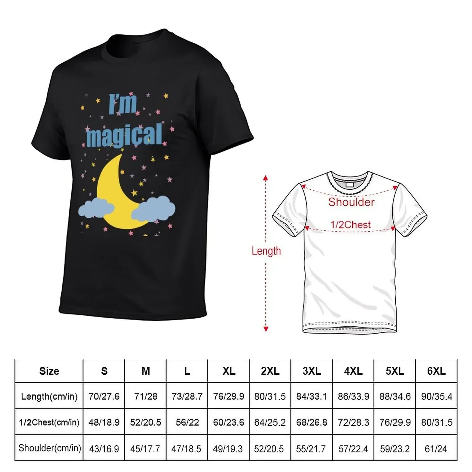 magical moon design with I'm magical reminder T-Shirt basketball graphic tees blacks oversizeds workout shirts for men