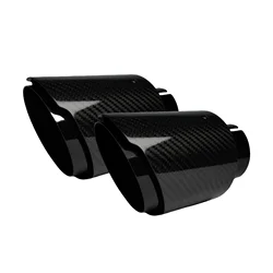 1 Pcs Universal Car Carbon Fibre Tail Throat Stainless Steel Bright Black Twill Glossy Muffler Exhaust Nozzle Tip