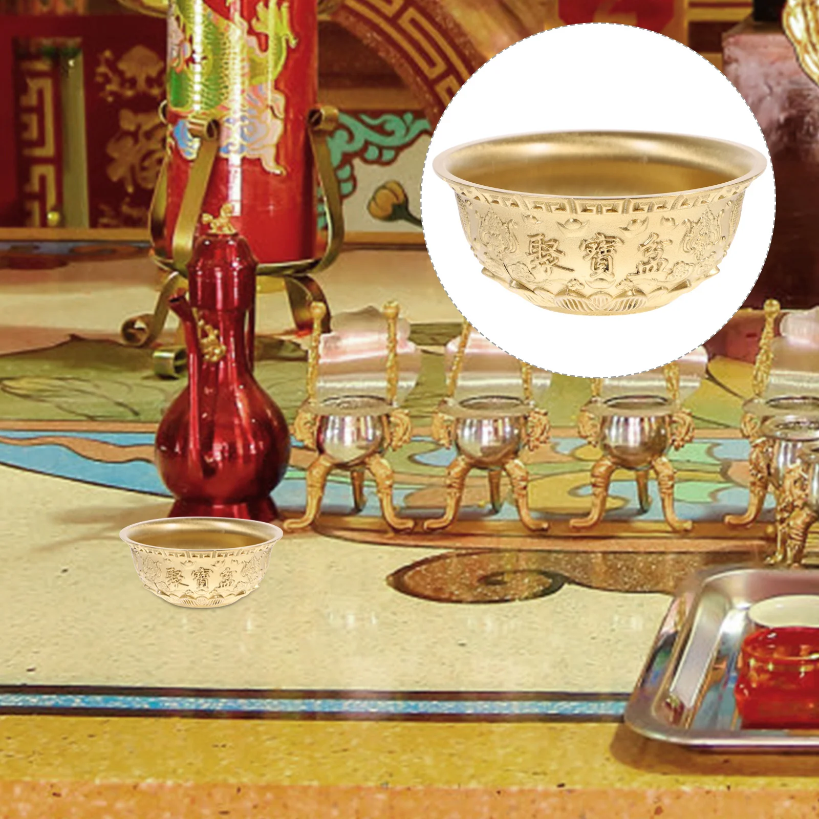 

1Pcs Brass Treasure Bowl Ornament Desktop Wealth Bowl Decor Cornucopia Symbol of Luck Prosperity Perfect Home Office Shop Gift