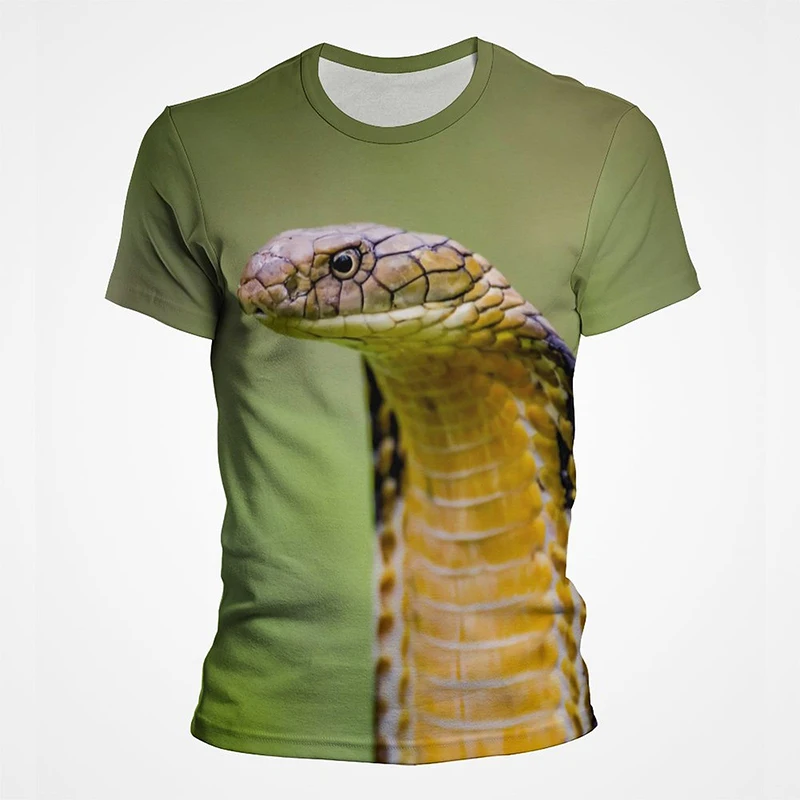 New Summer Snake Graphic Pop T Shirts For Men 3D Horror Animal Printed Tee Shirt Kid Fashion Cool Streetwear Clothes O-neck Tops