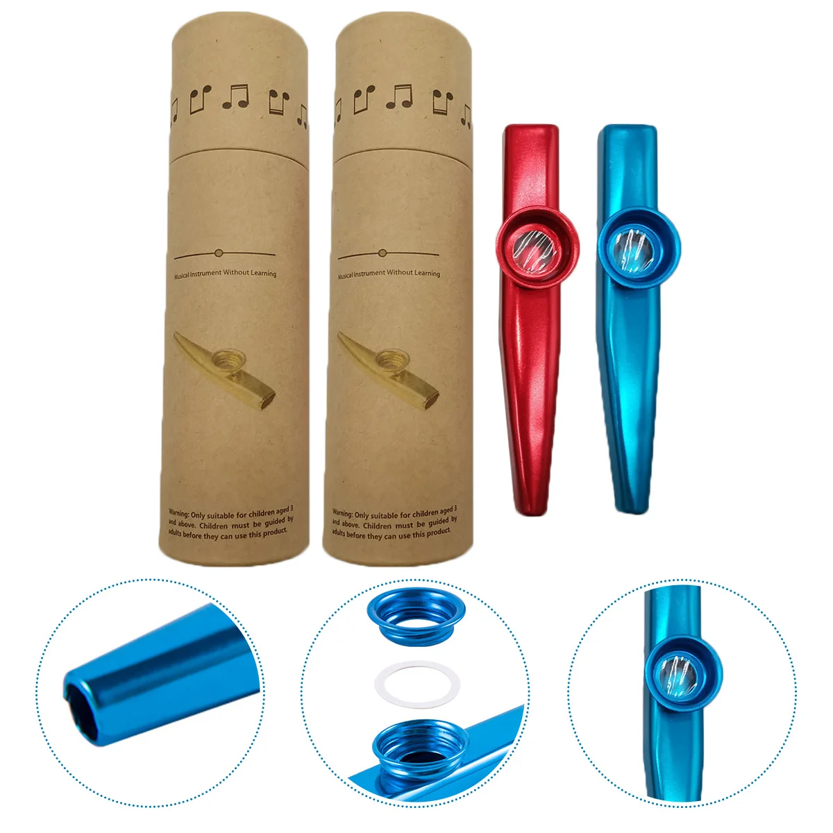 

2Sets Metal Kazoo Safe Durable Music Instrument Best for Guitar Ukulele Performance Metal Kazoo Kazoos for Adults