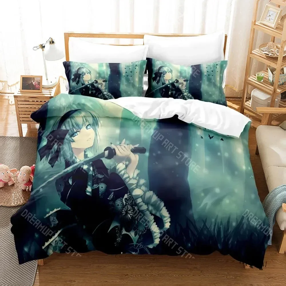 Touhou Project Remilia Scarlet Anime Bedding Set Cartoon  three-piece set Adult Kid Bedroom Duvetcover Sets 3D devil Girls